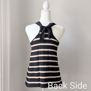 Autumn Cashmere 100% Cotton Black and Cream Striped Tank Top Size XS NWT